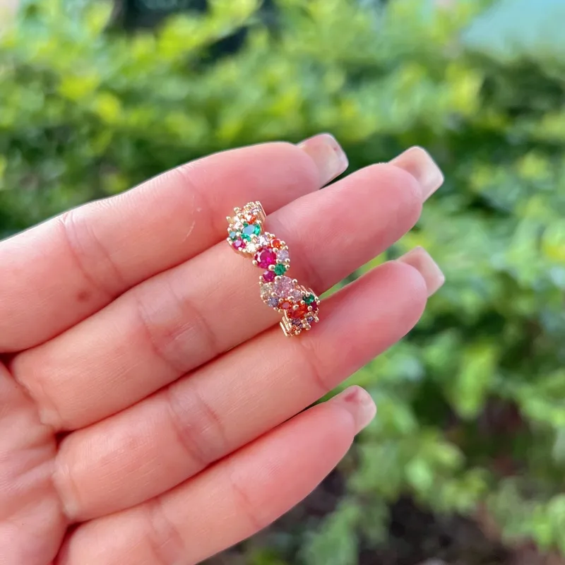 Geometric French Style Sweet Zircon Copper 18K Gold Plated Silver Plated Open Rings Inlay display picture 4
