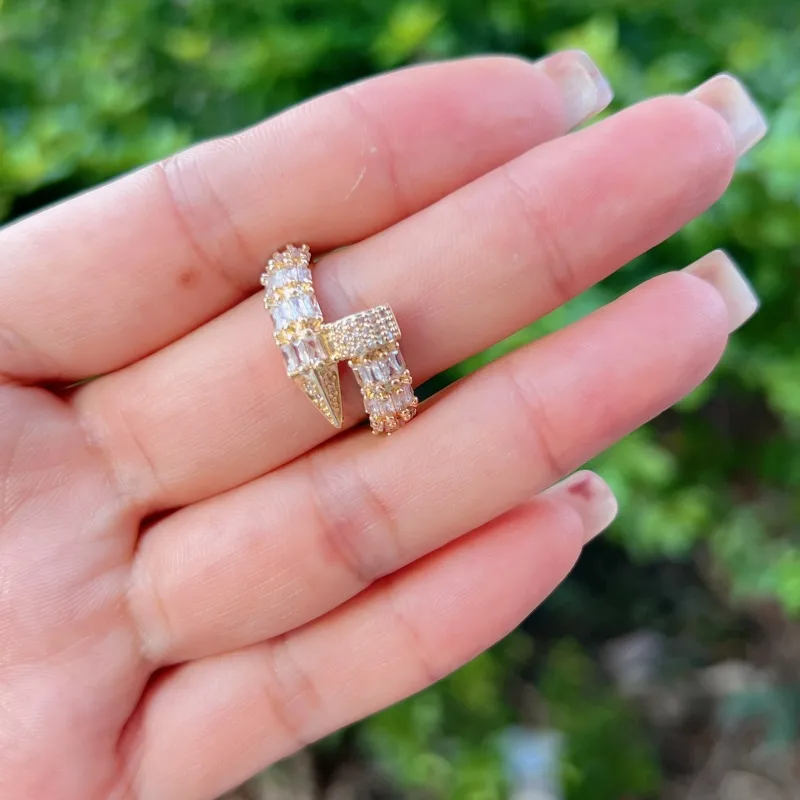 Red Heart Elegant Glam French Style Zircon Copper 18K Gold Plated Silver Plated Open Rings Inlay display picture 2