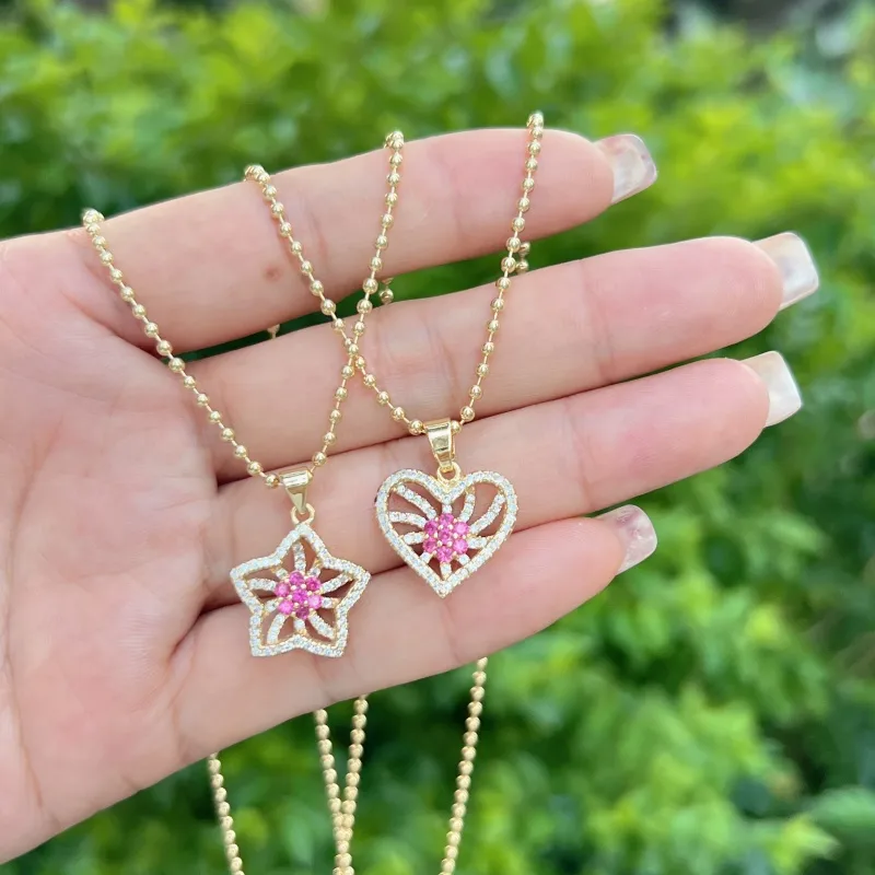 Pentacle Forme De Cœur Papillon Élégant Femme Romantique Le Cuivre Pendentif Fermeture À Boucle De Type Homard display picture 7