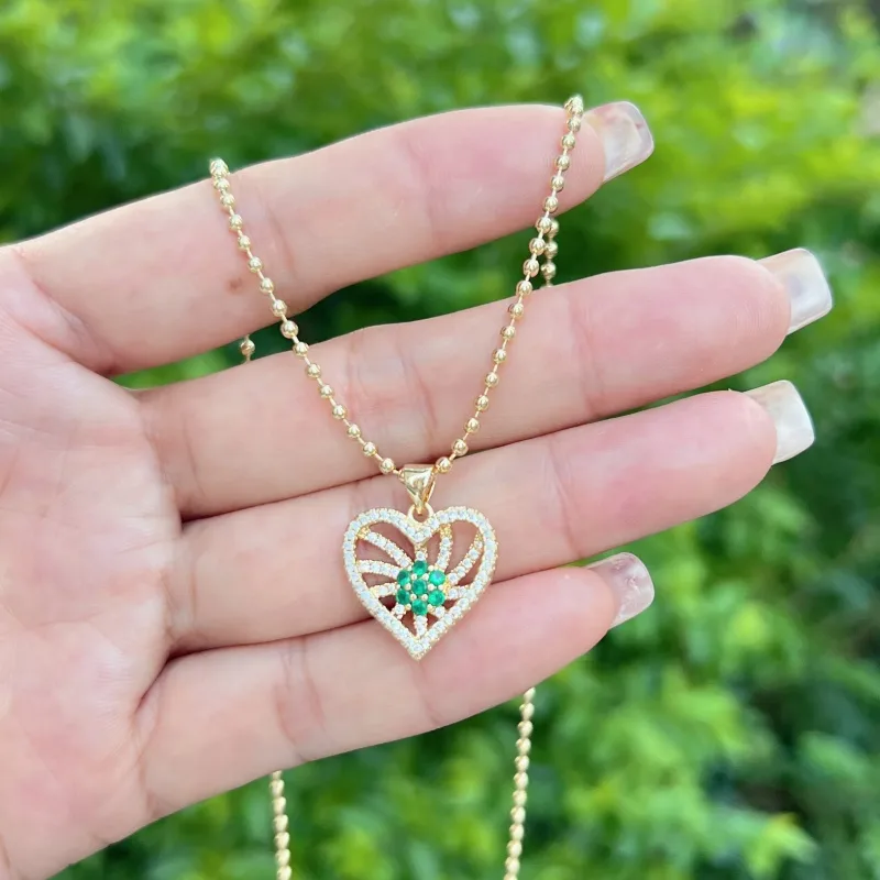 Pentacle Forme De Cœur Papillon Élégant Femme Romantique Le Cuivre Pendentif Fermeture À Boucle De Type Homard display picture 6