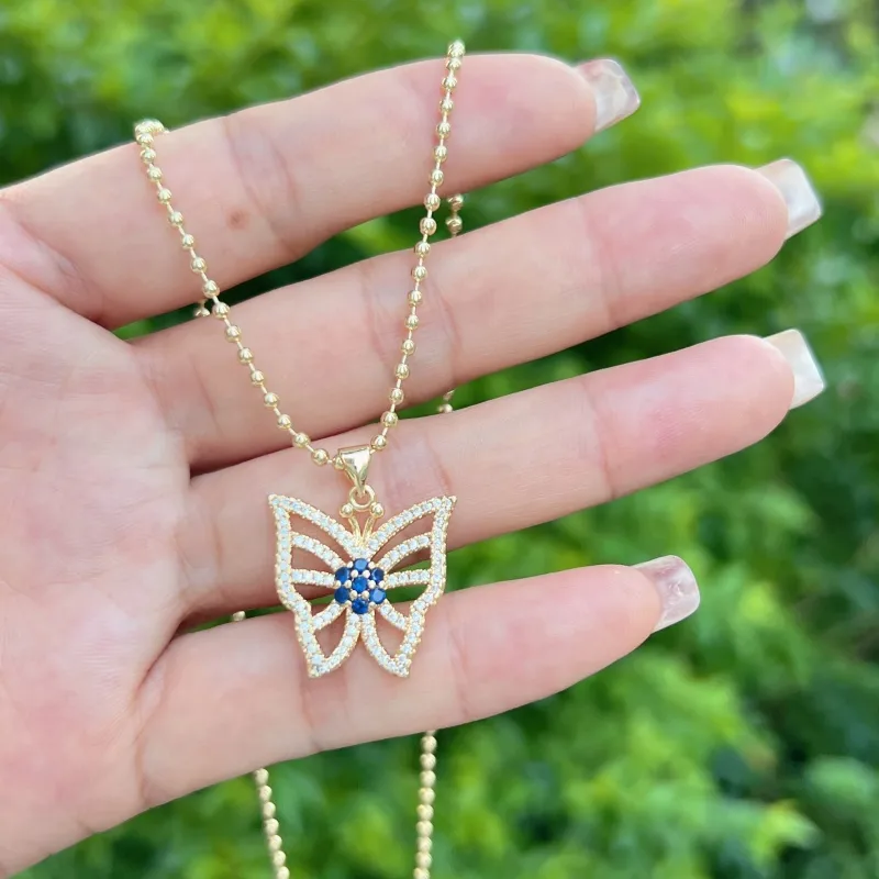 Pentacle Forme De Cœur Papillon Élégant Femme Romantique Le Cuivre Pendentif Fermeture À Boucle De Type Homard display picture 3