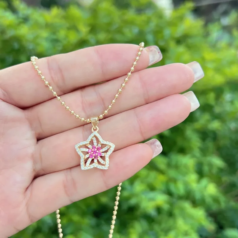 Pentacle Forme De Cœur Papillon Élégant Femme Romantique Le Cuivre Pendentif Fermeture À Boucle De Type Homard display picture 5