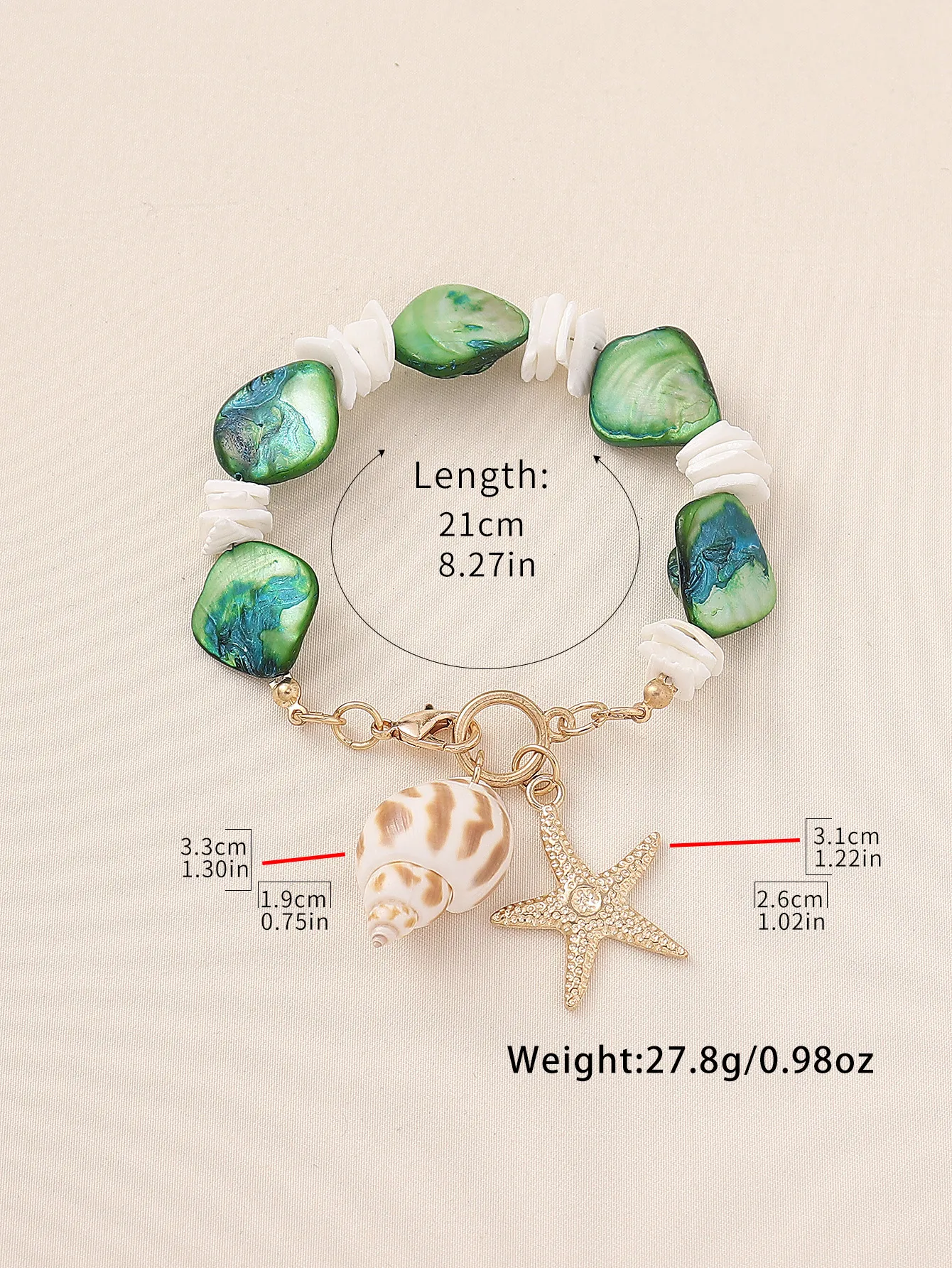 Gravier Alliage De Zinc Vacances Plage Étoile De Mer Conque Bracelet De Cheville display picture 8