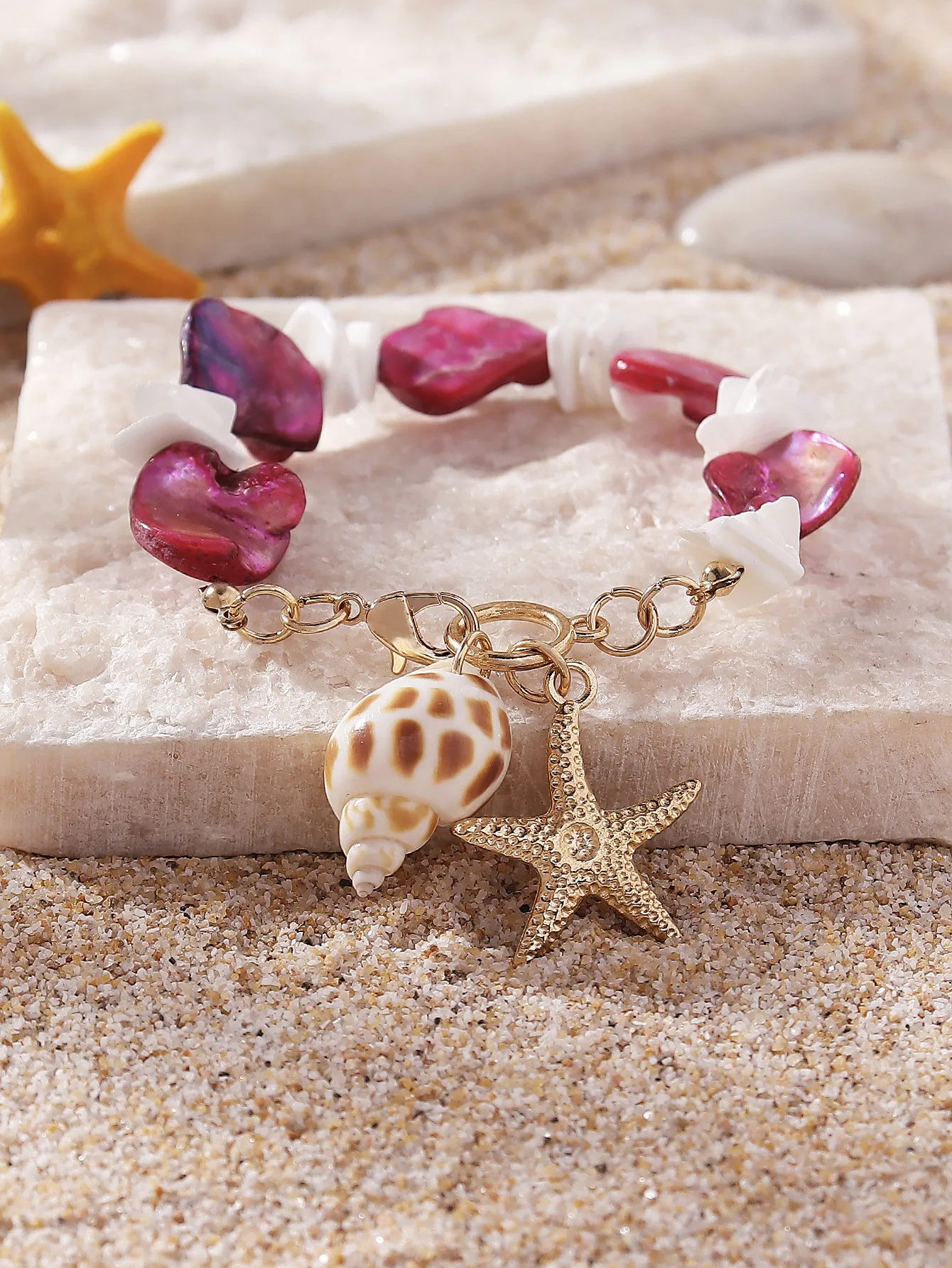 Gravier Alliage De Zinc Vacances Plage Étoile De Mer Conque Bracelet De Cheville display picture 11