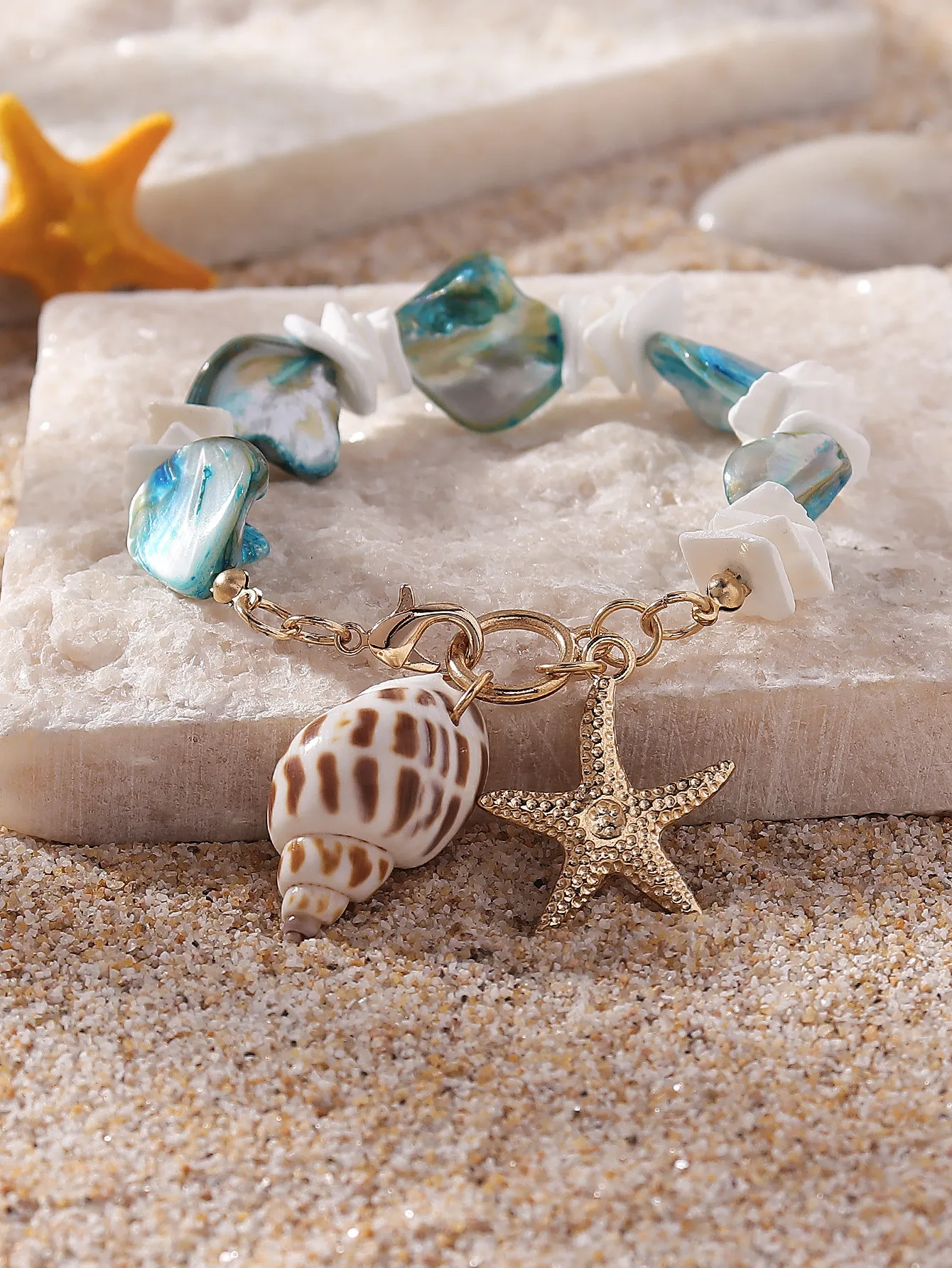 Gravier Alliage De Zinc Vacances Plage Étoile De Mer Conque Bracelet De Cheville display picture 12