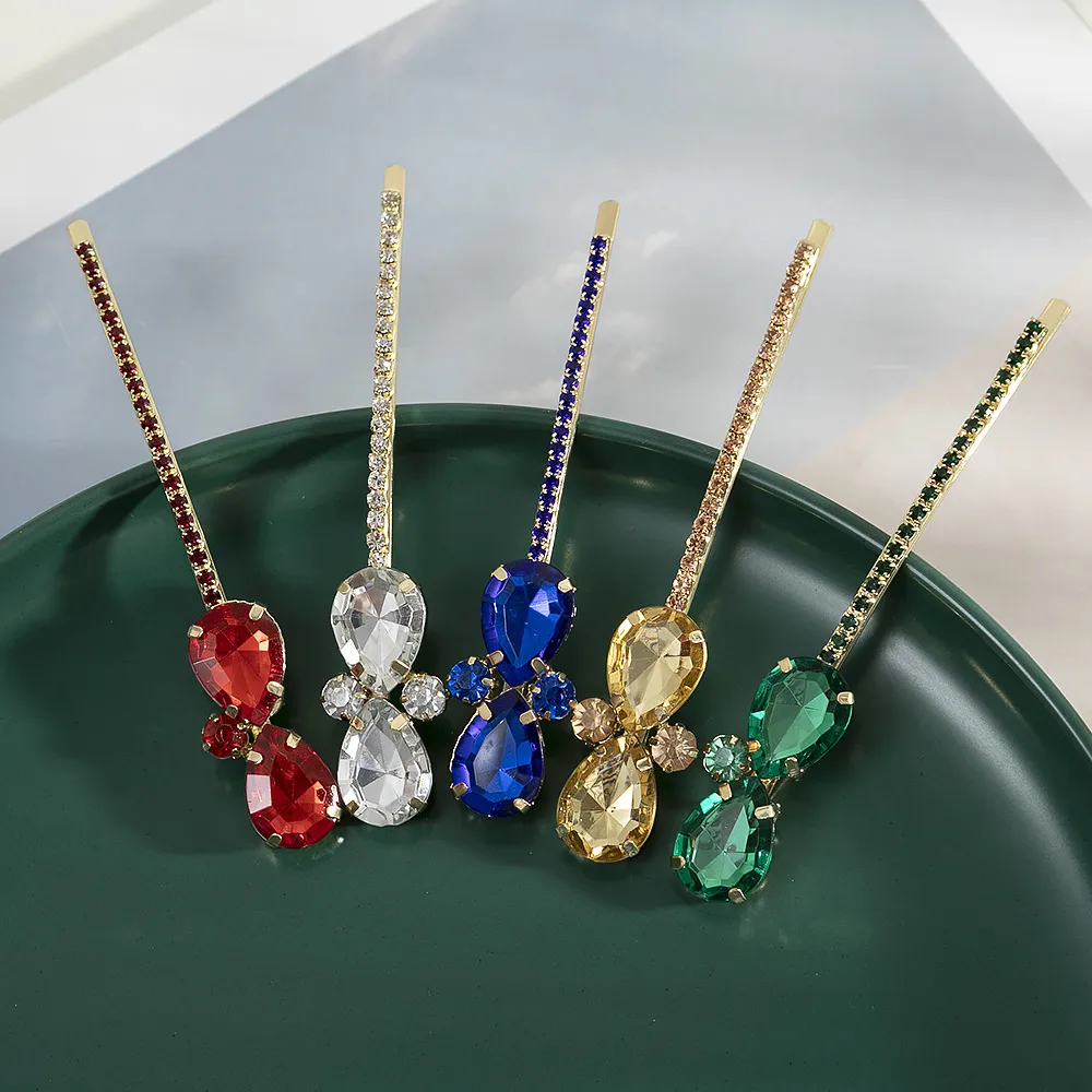 Women's Water Droplets Modern Style Shiny Alloy Rhinestone Hair Pins display picture 1
