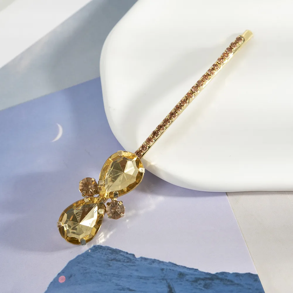 Mujeres Gotitas De Agua Estilo Moderno Brillante Aleación Diamante De Imitación Horquillas Para Cabello display picture 4