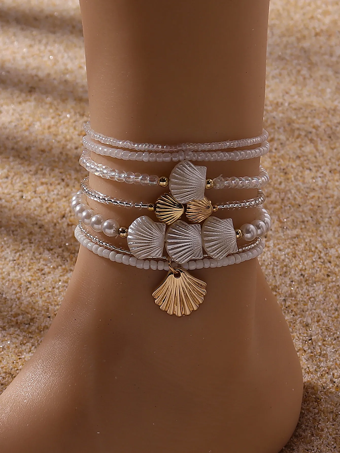 Plastic Zinc Alloy IG Style Casual Shell Anklet display picture 6
