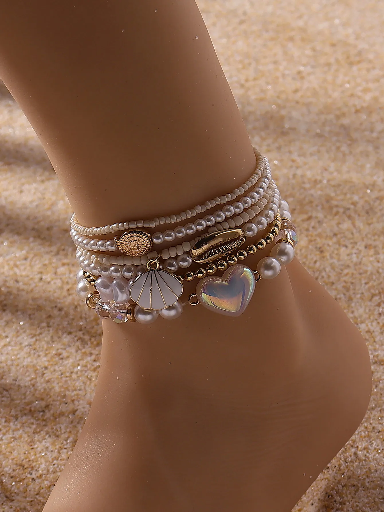 CCB Imitation Pearl Plastic Hawaiian New Style Shell Anklet display picture 7