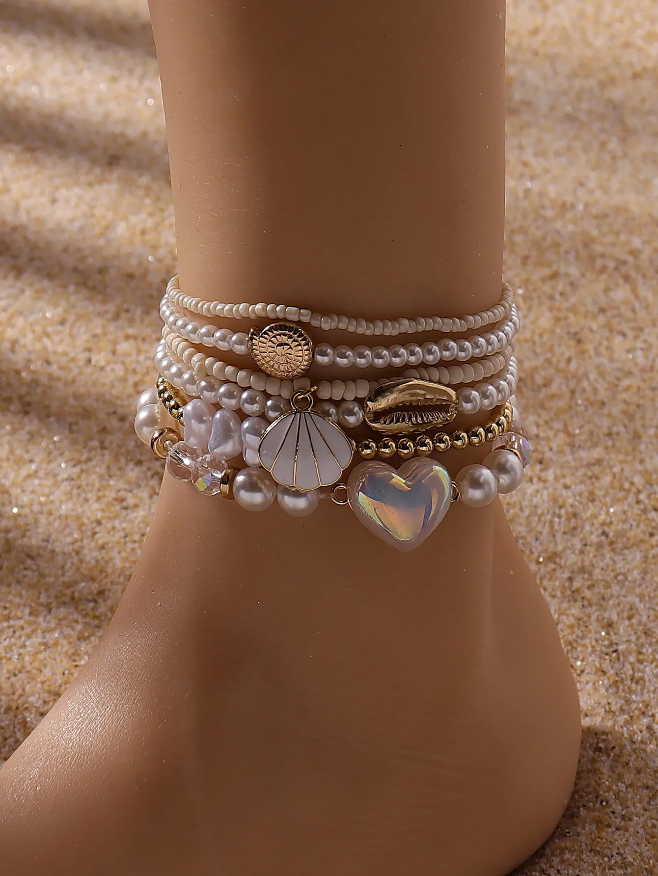 CCB Imitation Pearl Plastic Hawaiian New Style Shell Anklet display picture 5