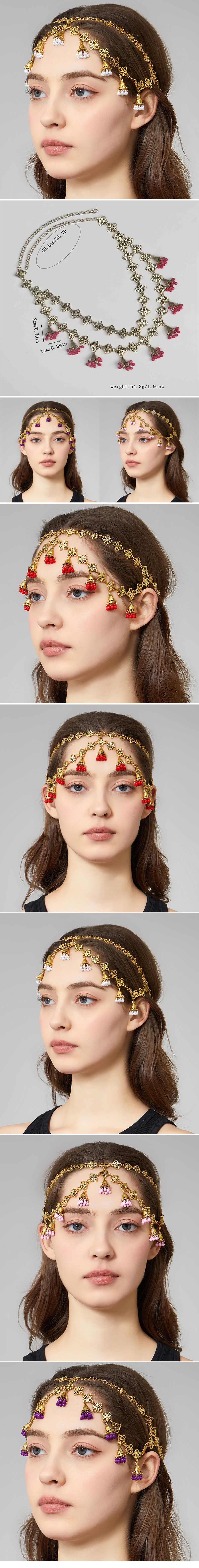 Women's Grape Cluster Ball Vintage Style Ethnic Style Zinc Alloy Rhinestone Hair Chain display picture 1
