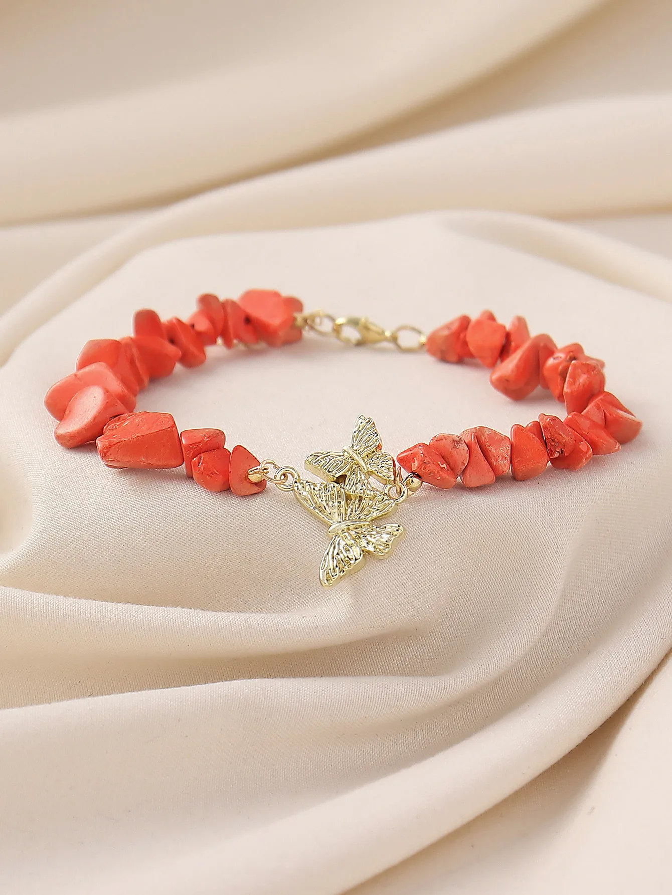 Natural Stone Zinc Alloy Vintage Style Preppy Style Vacation Butterfly Anklet display picture 3