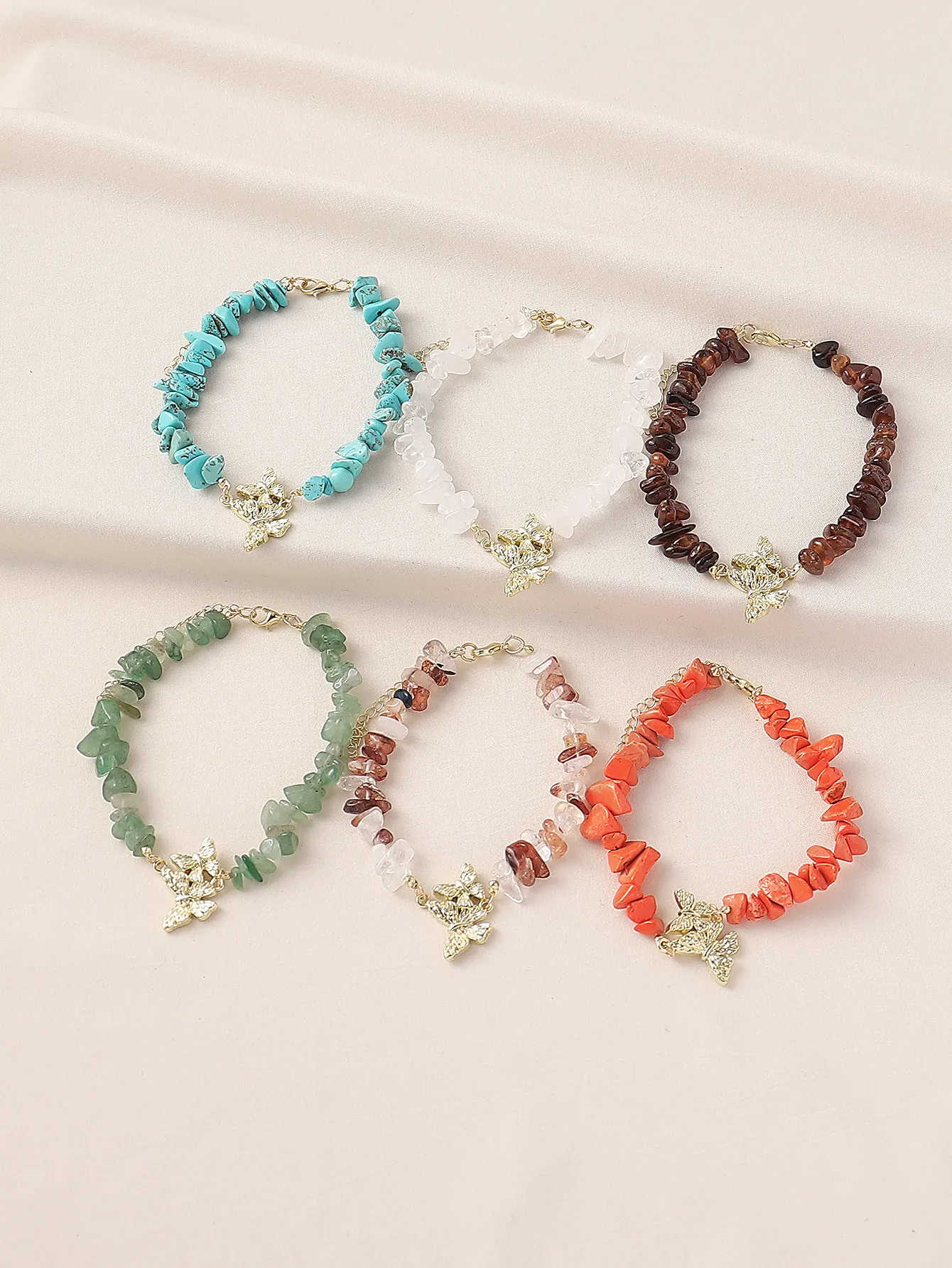 Natural Stone Zinc Alloy Vintage Style Preppy Style Vacation Butterfly Anklet display picture 5
