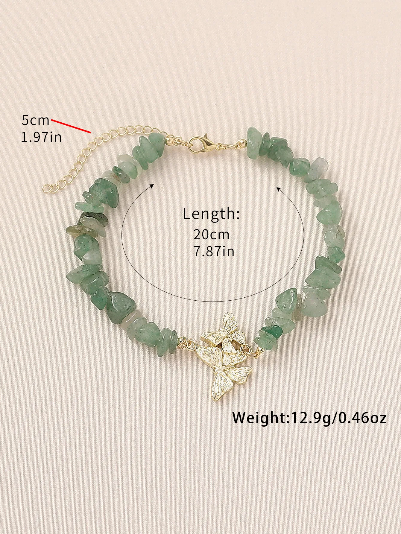 Natural Stone Zinc Alloy Vintage Style Preppy Style Vacation Butterfly Anklet display picture 8