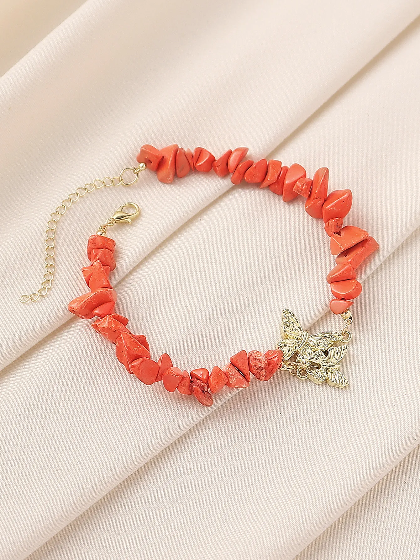 Natural Stone Zinc Alloy Vintage Style Preppy Style Vacation Butterfly Anklet display picture 7