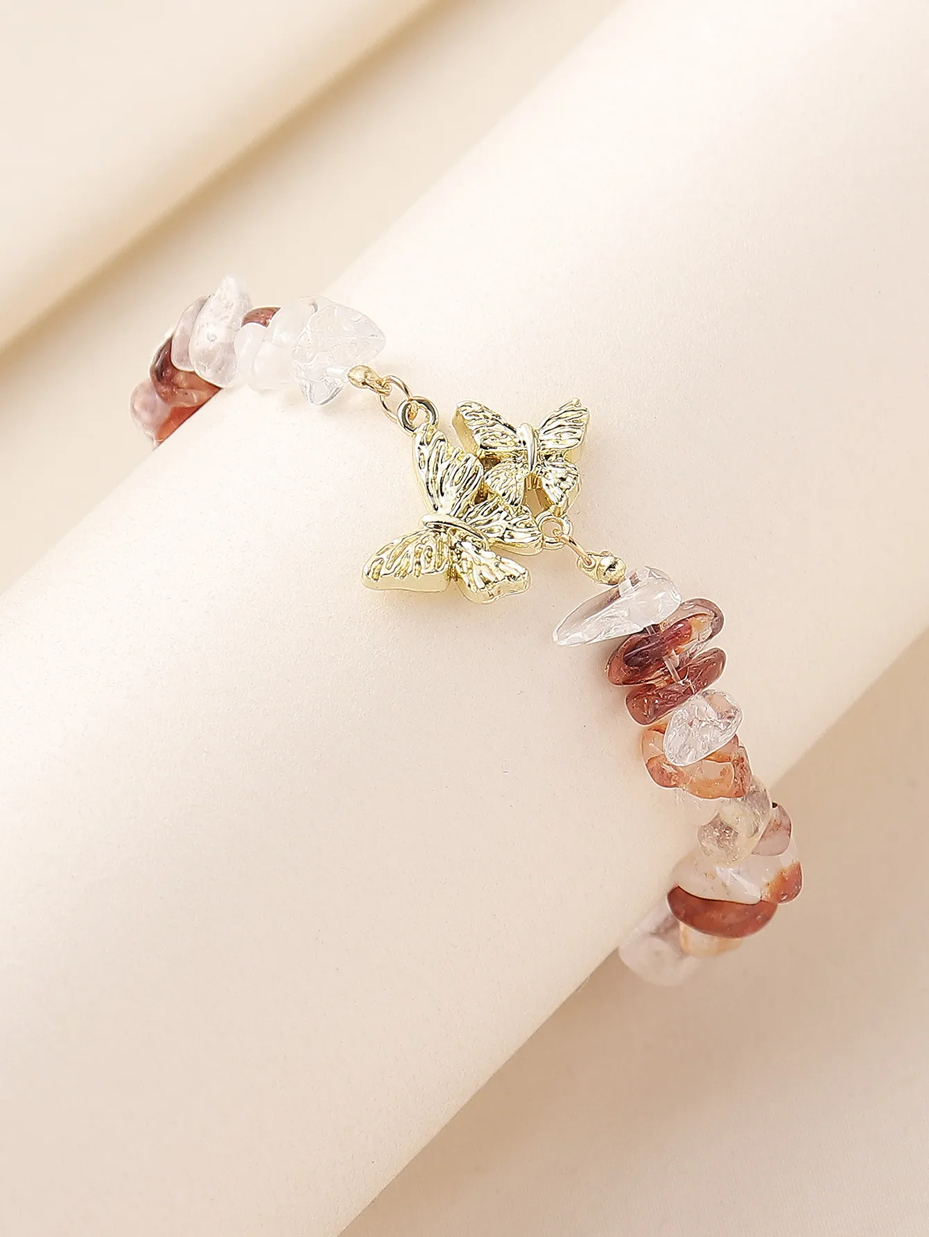 Natural Stone Zinc Alloy Vintage Style Preppy Style Vacation Butterfly Anklet display picture 12