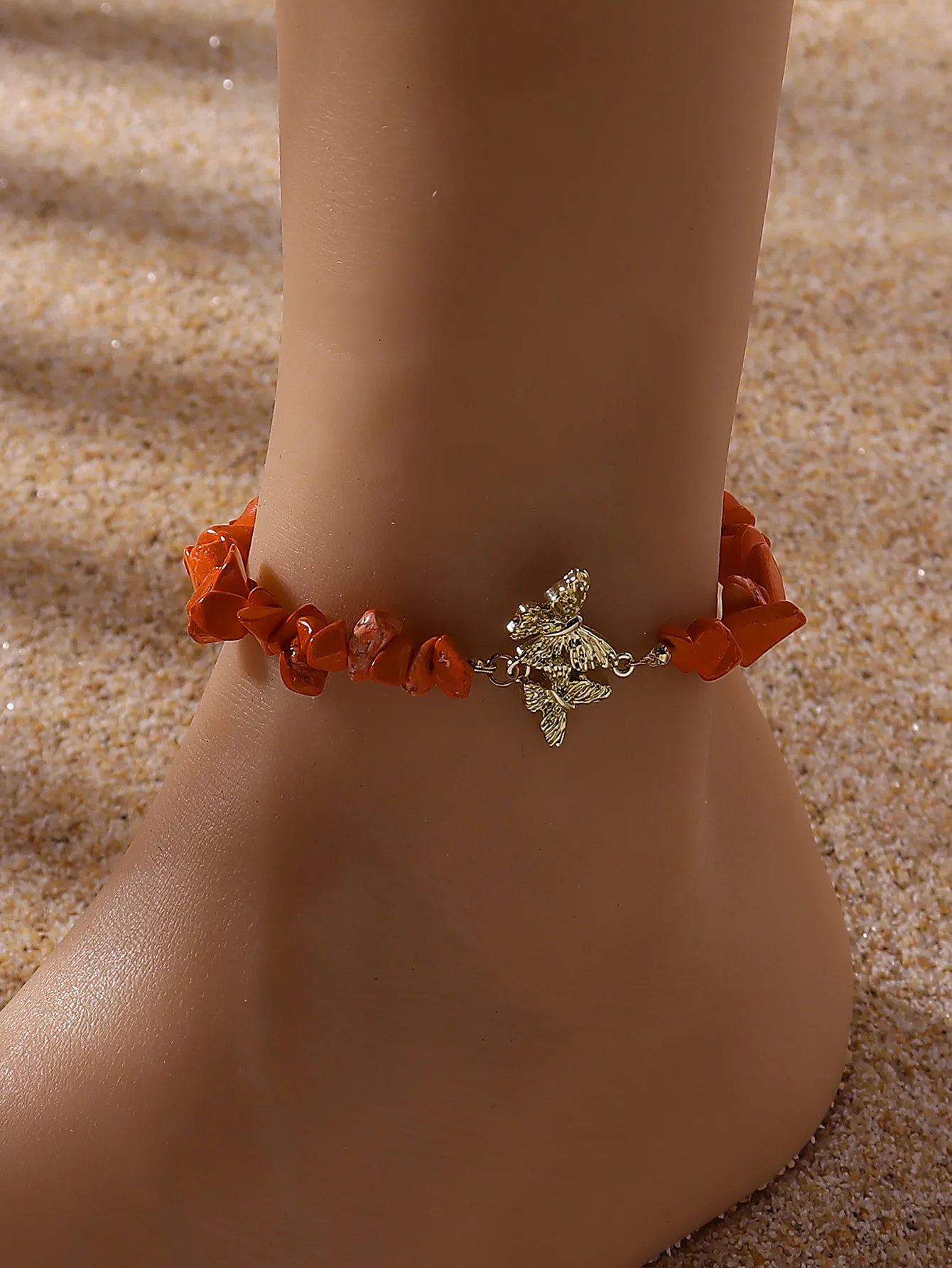 Natural Stone Zinc Alloy Vintage Style Preppy Style Vacation Butterfly Anklet display picture 17