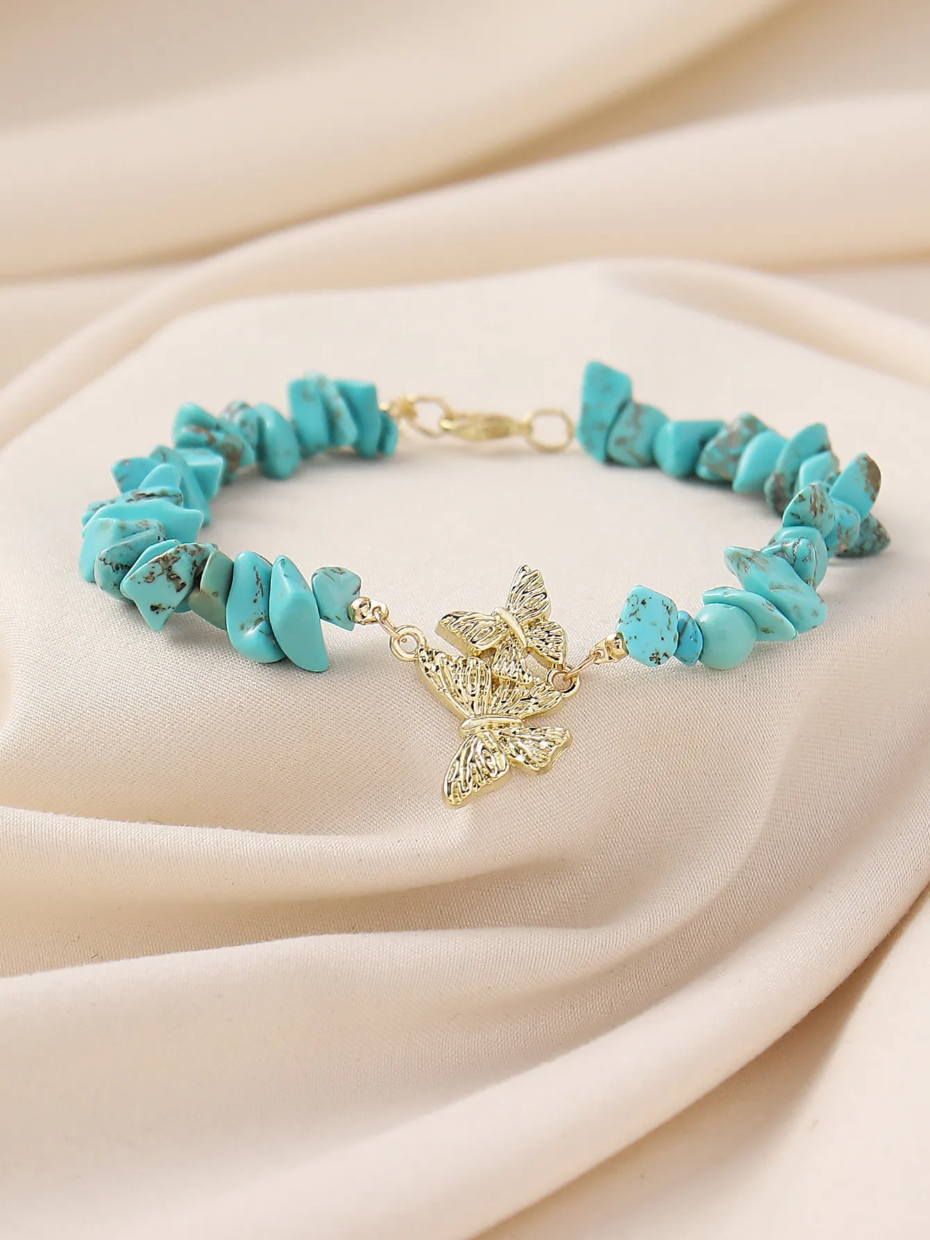 Natural Stone Zinc Alloy Vintage Style Preppy Style Vacation Butterfly Anklet display picture 35