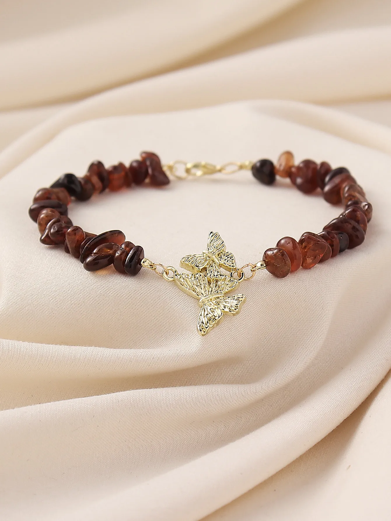 Natural Stone Zinc Alloy Vintage Style Preppy Style Vacation Butterfly Anklet display picture 23