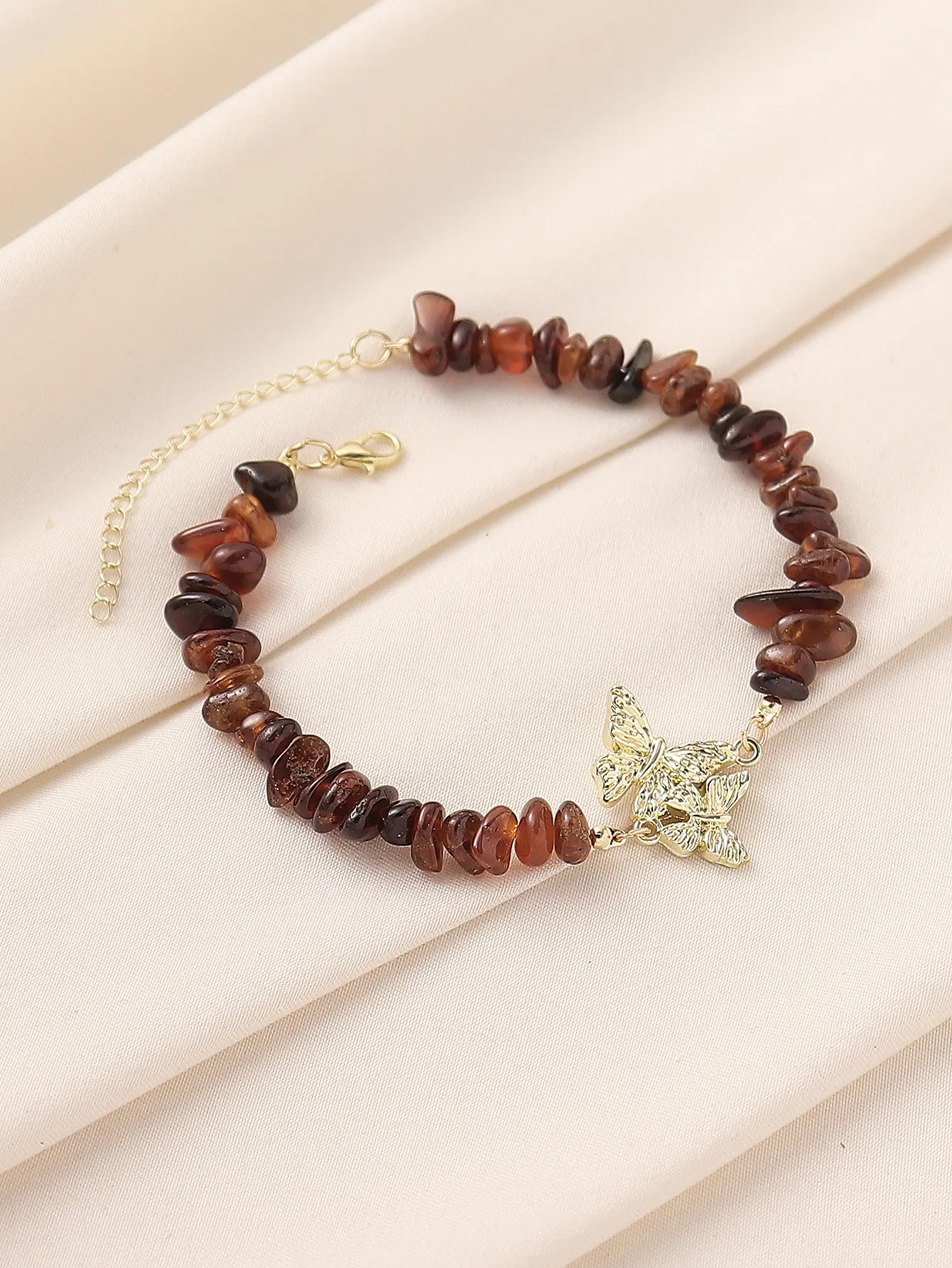 Natural Stone Zinc Alloy Vintage Style Preppy Style Vacation Butterfly Anklet display picture 25