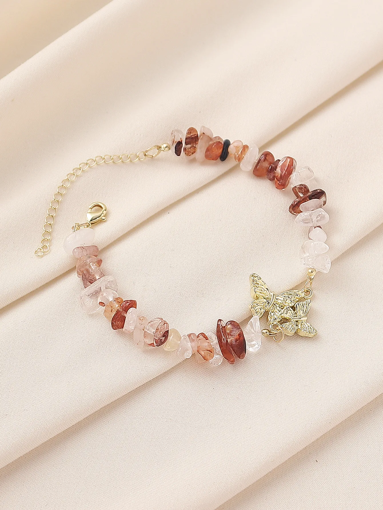 Natural Stone Zinc Alloy Vintage Style Preppy Style Vacation Butterfly Anklet display picture 30
