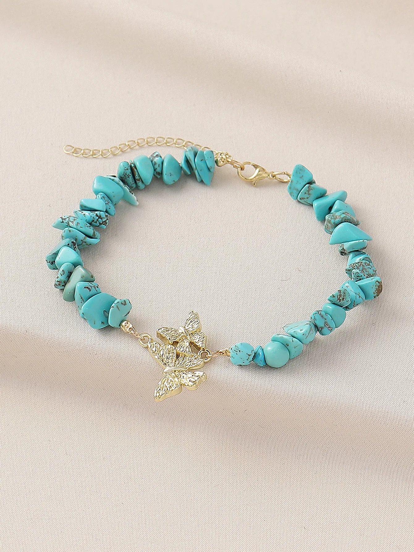 Natural Stone Zinc Alloy Vintage Style Preppy Style Vacation Butterfly Anklet display picture 32