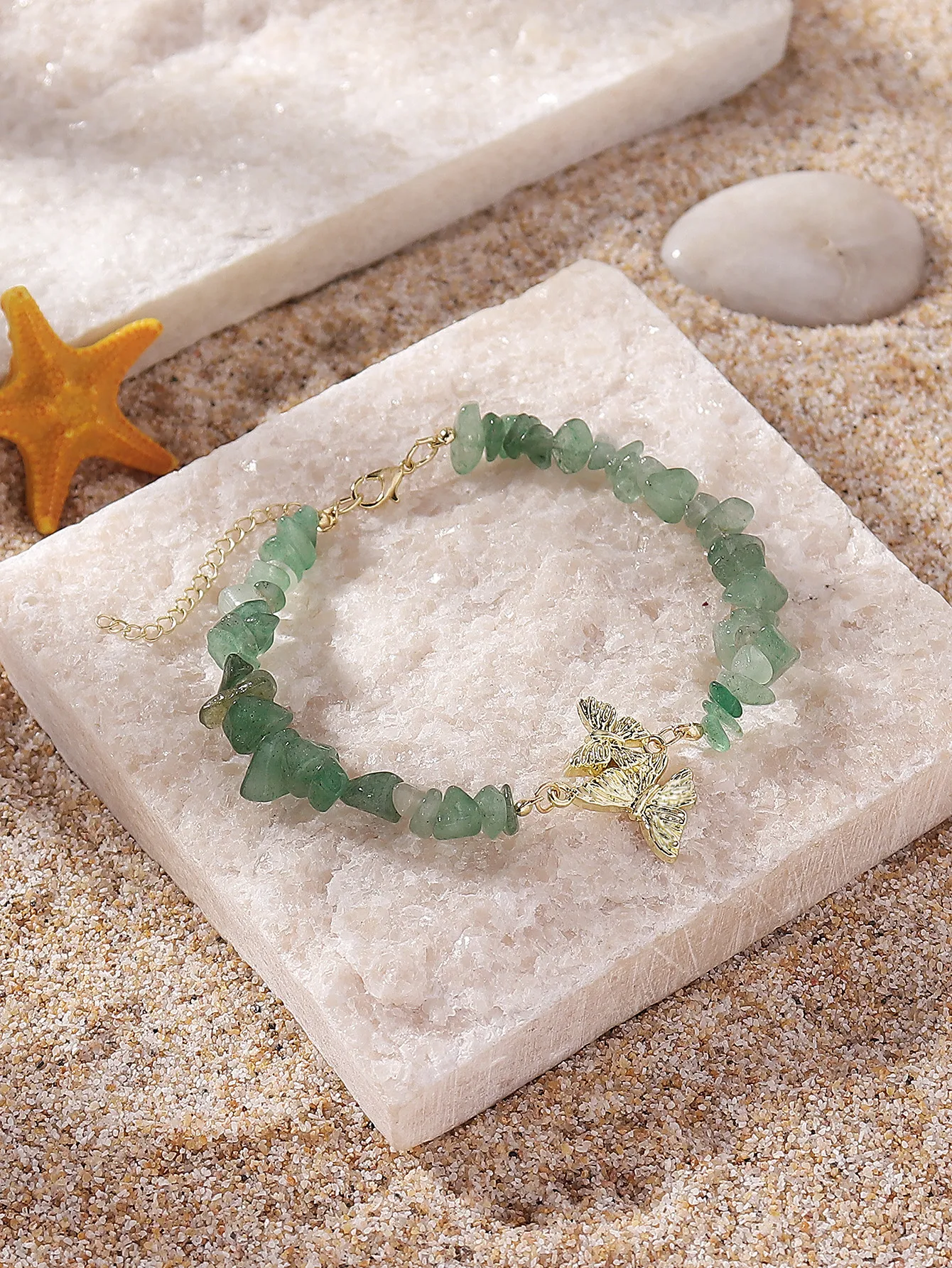 Natural Stone Zinc Alloy Vintage Style Preppy Style Vacation Butterfly Anklet display picture 34