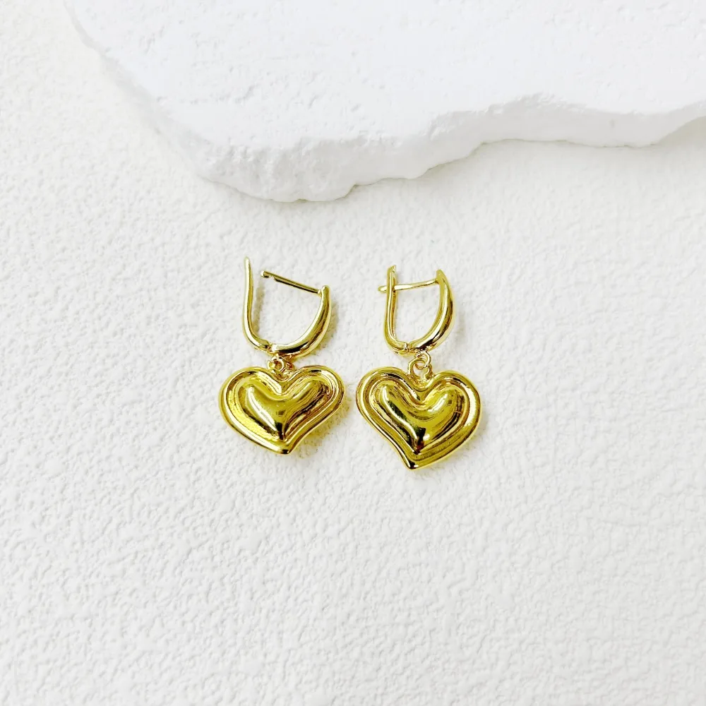 1 Pair Oval Red Heart Elegant Princess Cute Copper 18K Gold Plated Plating Drop Earrings display picture 6