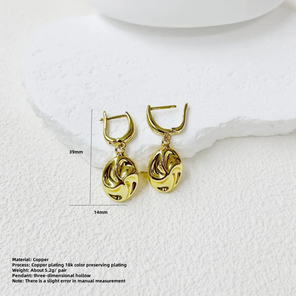 1 Par Oval Corazón Rojo Elegante Princesa Lindo Cobre Chapados En Oro De 18K Enchapado Pendientes De Gota display picture 7