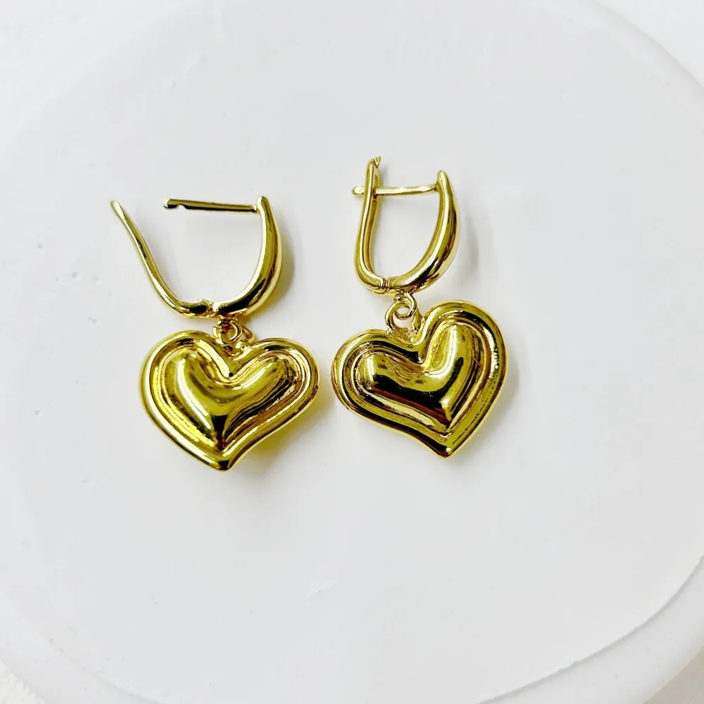 1 Pair Oval Red Heart Elegant Princess Cute Copper 18K Gold Plated Plating Drop Earrings display picture 5