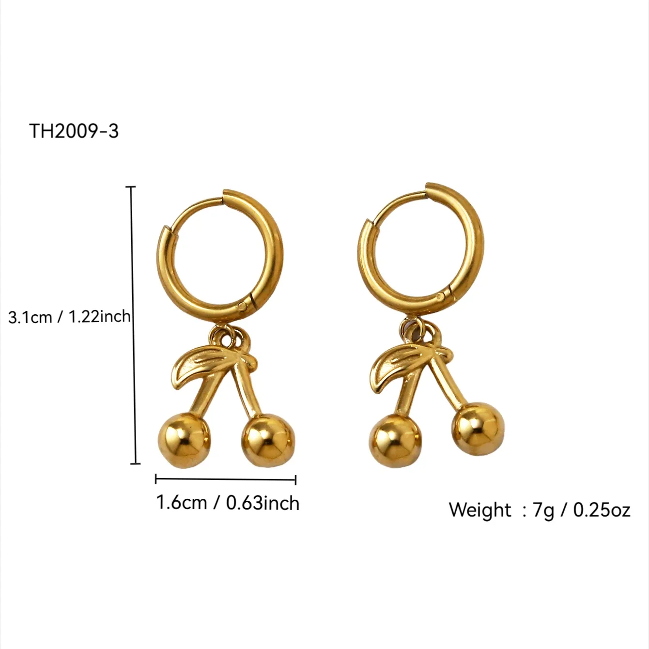 Elegante Señora Acero Inoxidable 304 Cereza Chapados En Oro De 18K Mujeres Conjunto De Joyas display picture 10