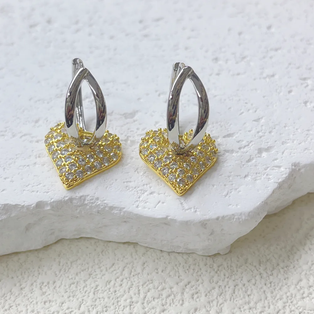 1 Par Corazón Rojo Elegante Glamour Estilo Moderno Cobre Chapados En Oro De 18K Circón Enchapado Pendientes De Gota display picture 5