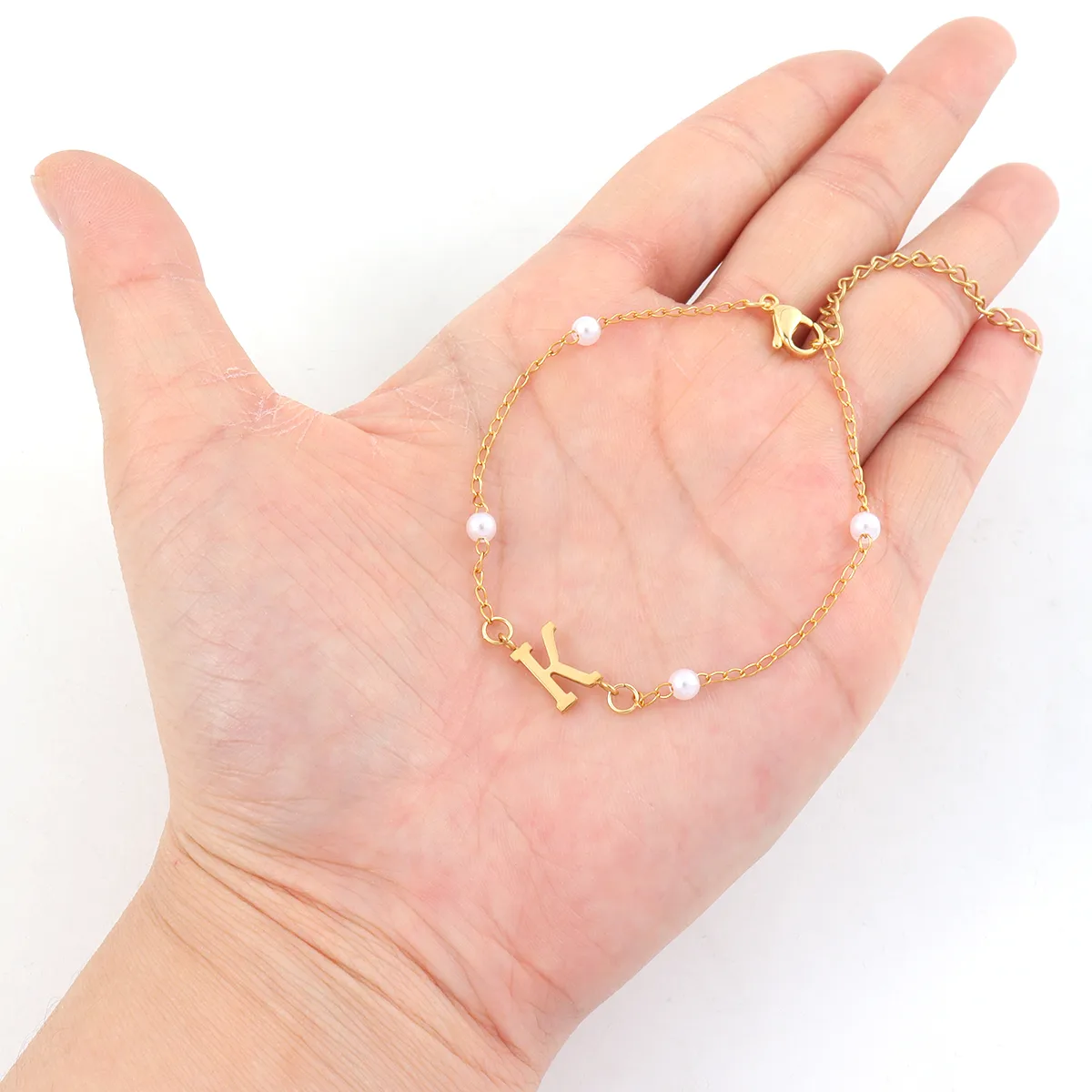 Letter Casual Simple Style Classic Style 304 Stainless Steel Artificial Pearl Copper Bracelets Wholesale display picture 4