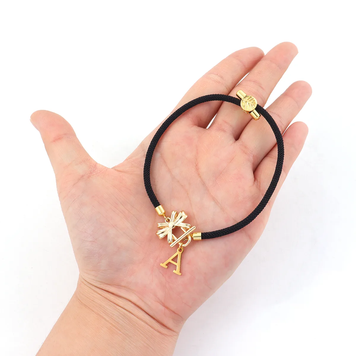 Letter Bow Knot Elegant Simple Style Classic Style 304 Stainless Steel Nylon Copper Drawstring Bracelets Wholesale display picture 4