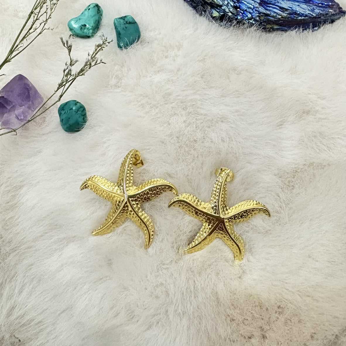 1 Par Estrella De Mar Elegante Señora Vacaciones Acero Inoxidable 304 Chapados En Oro De 18K Enchapado Pendientes display picture 3