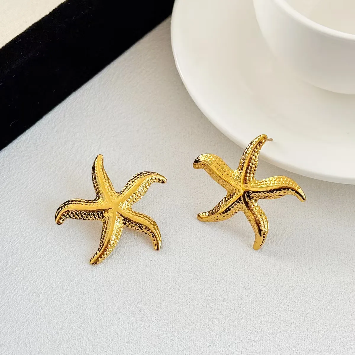 1 Pair Starfish Elegant Lady Vacation 304 Stainless Steel 18K Gold Plated Plating Ear Studs display picture 6