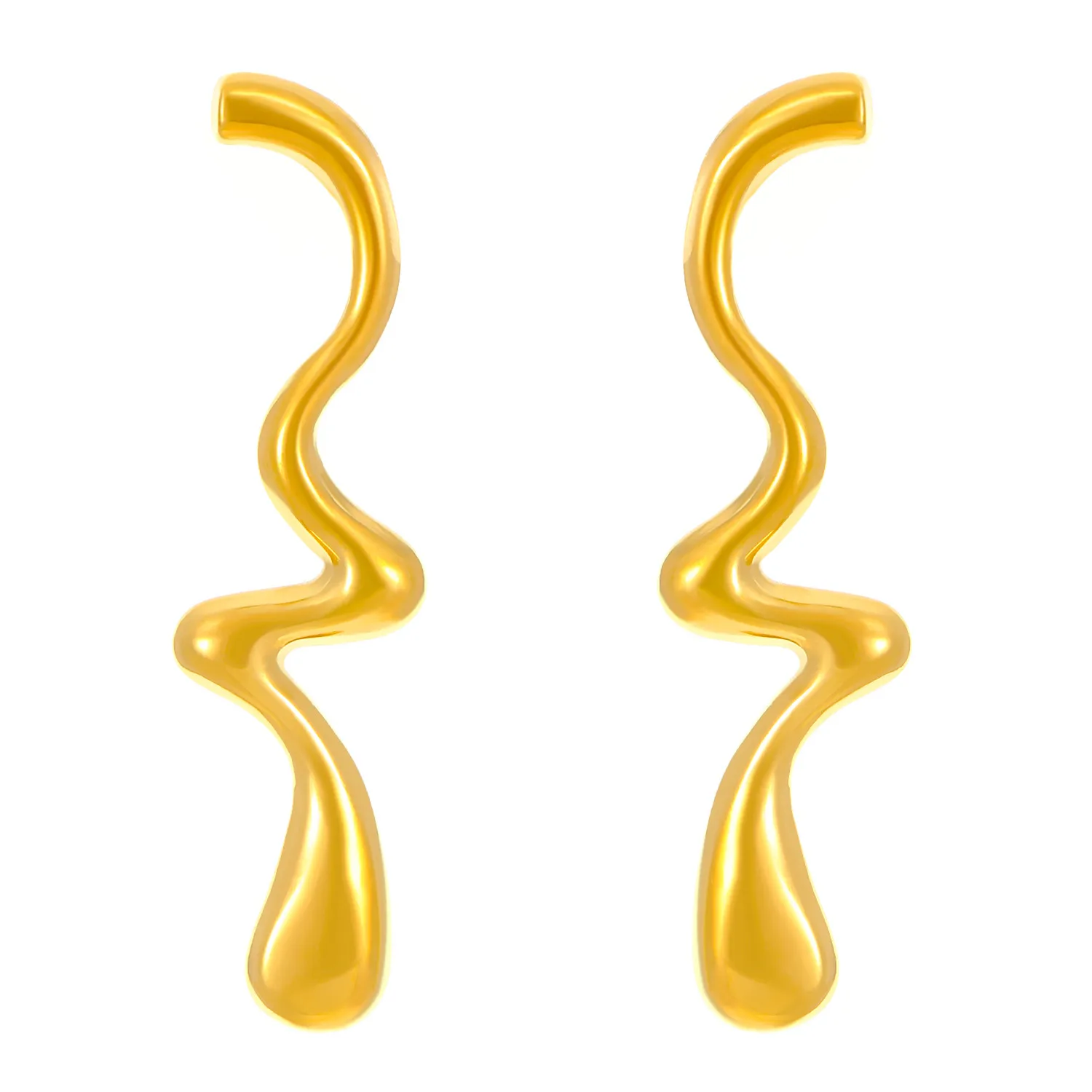 1 Pair S Shape Solid Color Elegant Lady Vacation 304 Stainless Steel 18K Gold Plated Plating Ear Studs display picture 2