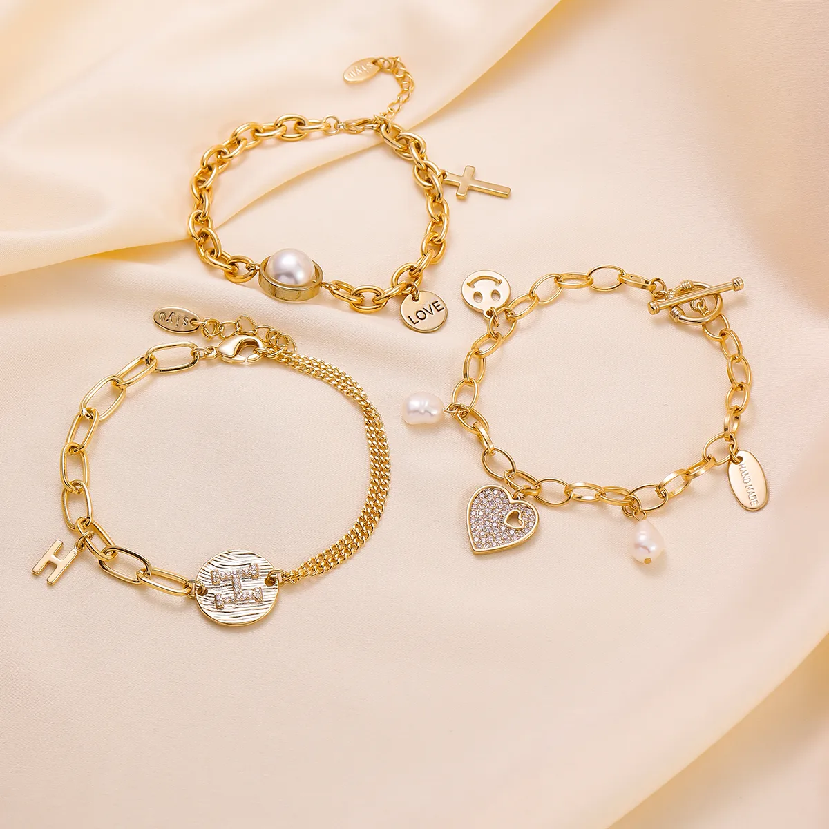 Forme De Cœur Classique Luxueux Romantique Le Cuivre Bracelets Fermeture À Boucle De Type Homard display picture 5