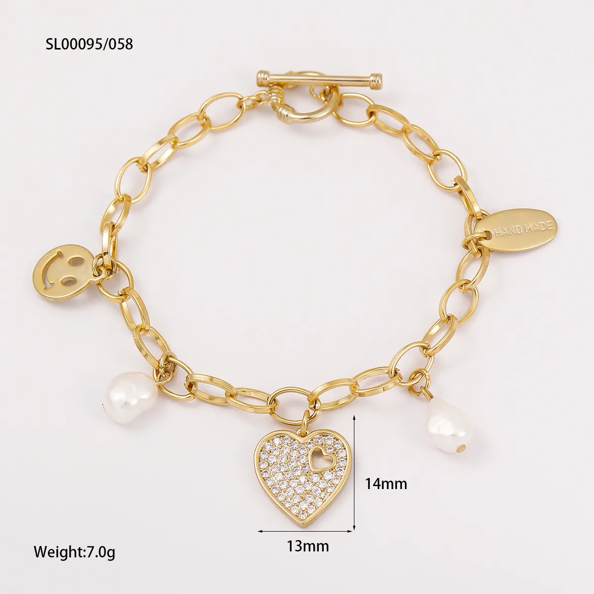 Heart Shape Classical Luxurious Romantic Copper Bracelets Lobster Trigger Clasp Closure display picture 1