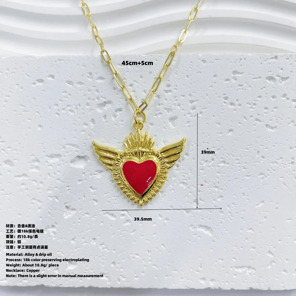 Doble Amor Ángel Demonio Glamour Gótico Exagerado Cobre Chapados En Oro De 18K Collar Colgante Pulido Cierre Con Gatillo De Langosta display picture 17