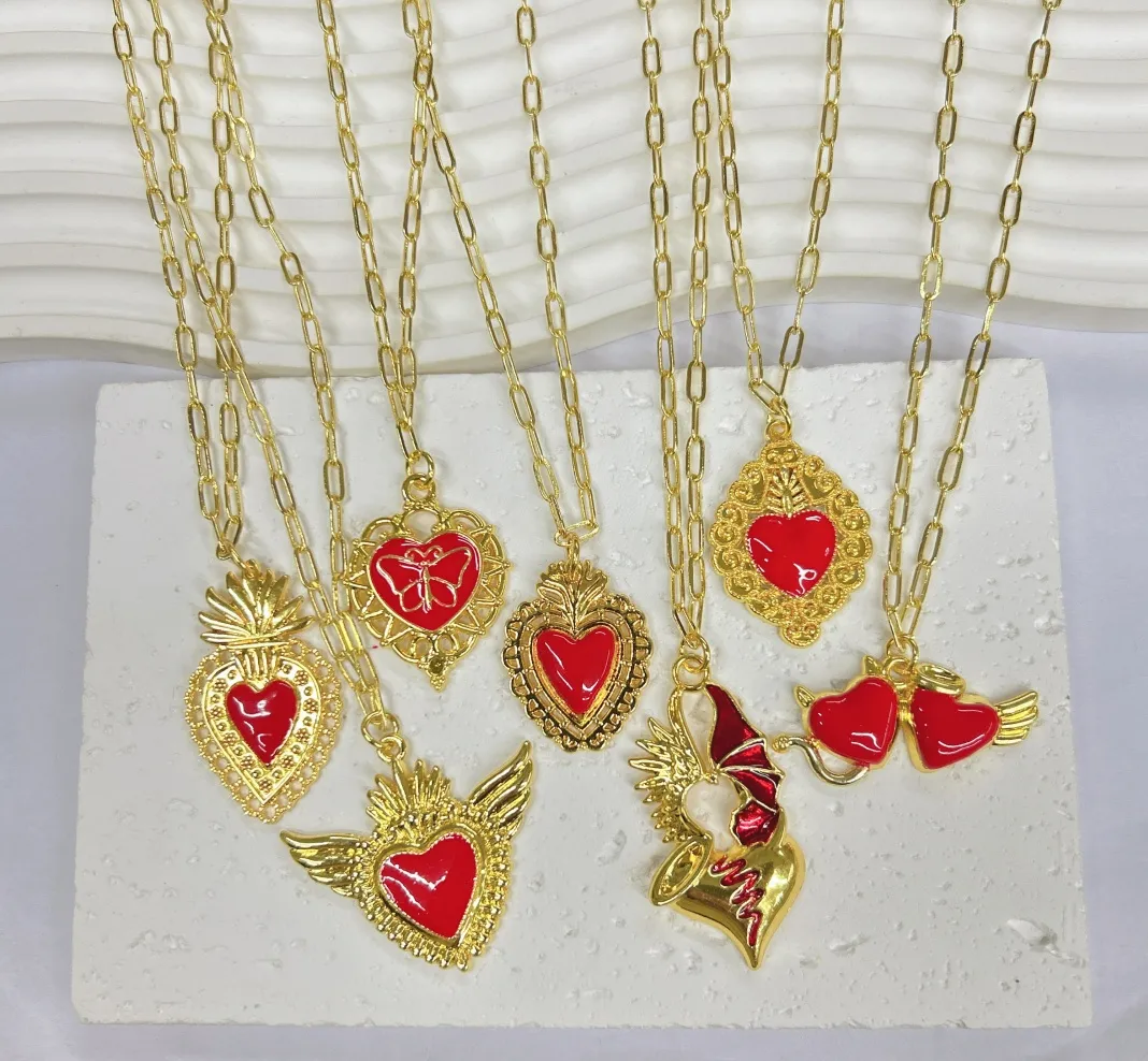 Double Love Angel Demon Glam Gothic Exaggerated Copper 18K Gold Plated Pendant Necklace Polishing Lobster Trigger Clasp Closure display picture 24