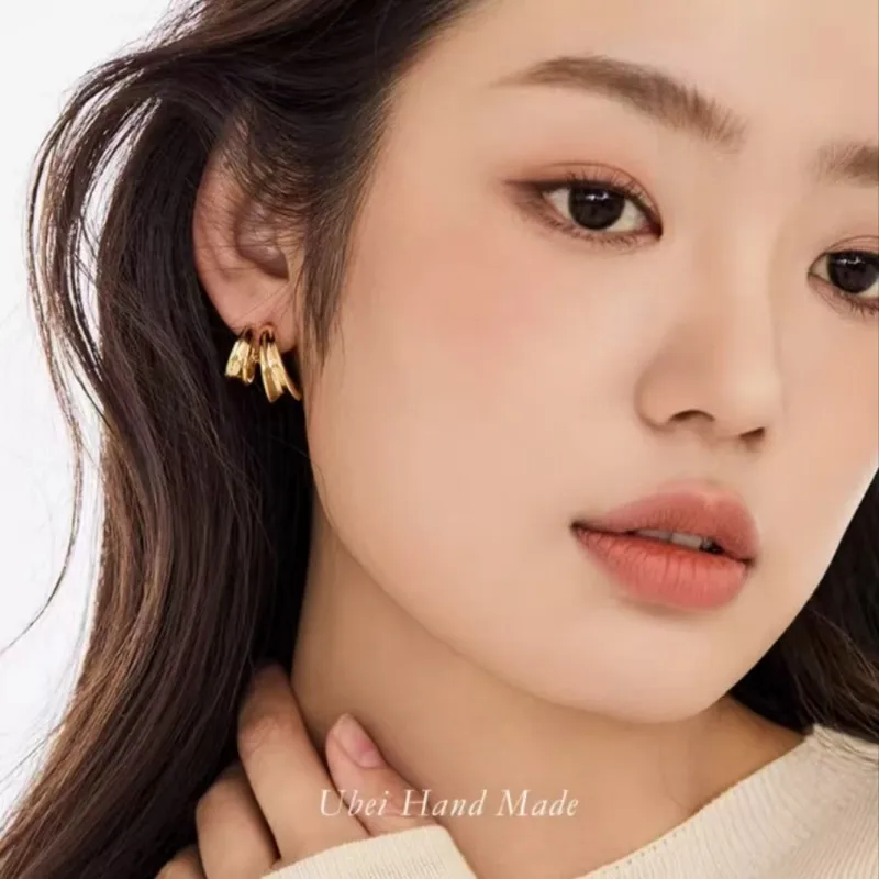 1 Pair C Shape Lady Simple Style 304 Stainless Steel Ear Studs display picture 4