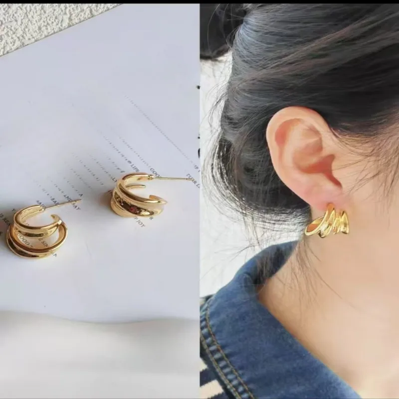 1 Pair C Shape Lady Simple Style 304 Stainless Steel Ear Studs display picture 7