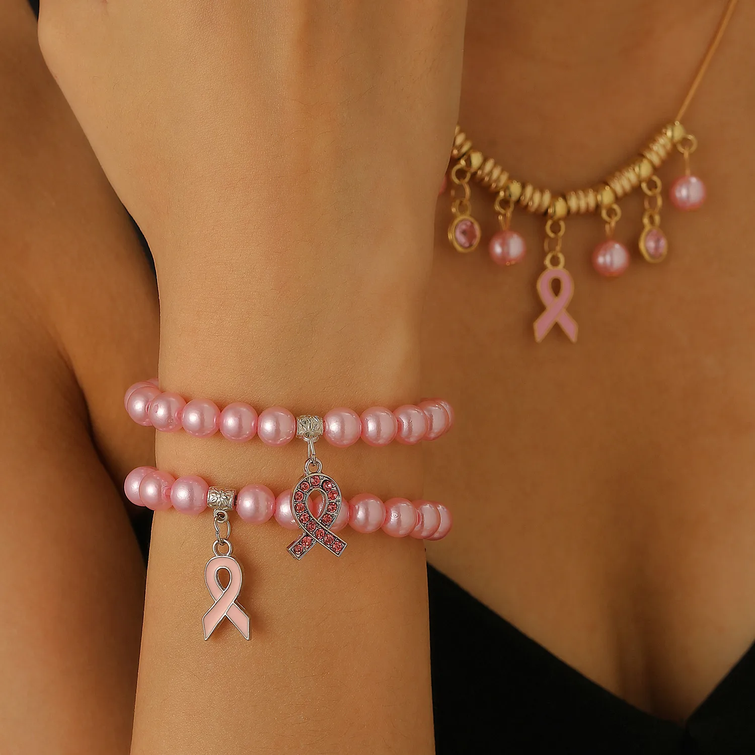 Elegante Señora Perla Artificial Aleación Cobre Palabras Del Vocabulario/Nombre Con Cuentas Mujeres Conjunto De Joyas display picture 19