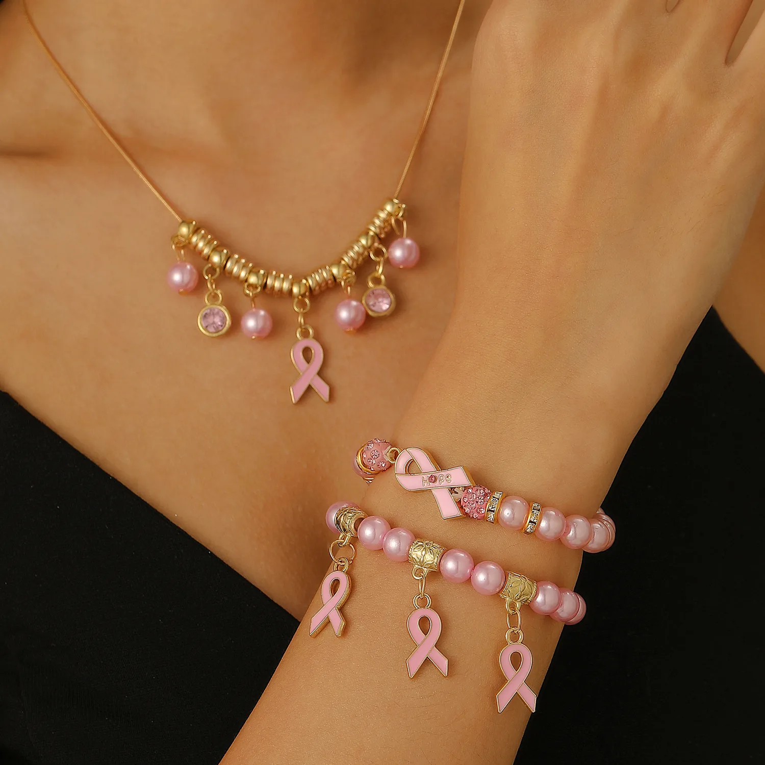 Elegante Señora Perla Artificial Aleación Cobre Palabras Del Vocabulario/Nombre Con Cuentas Mujeres Conjunto De Joyas display picture 12