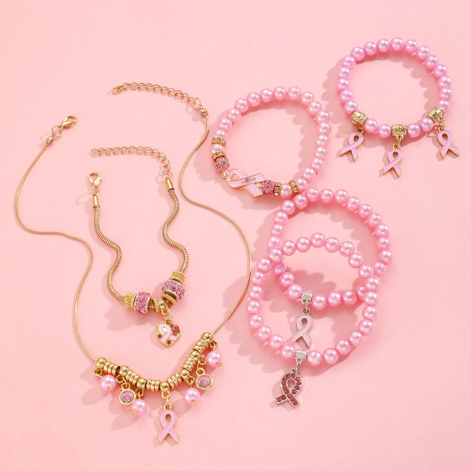 Elegante Señora Perla Artificial Aleación Cobre Palabras Del Vocabulario/Nombre Con Cuentas Mujeres Conjunto De Joyas display picture 23