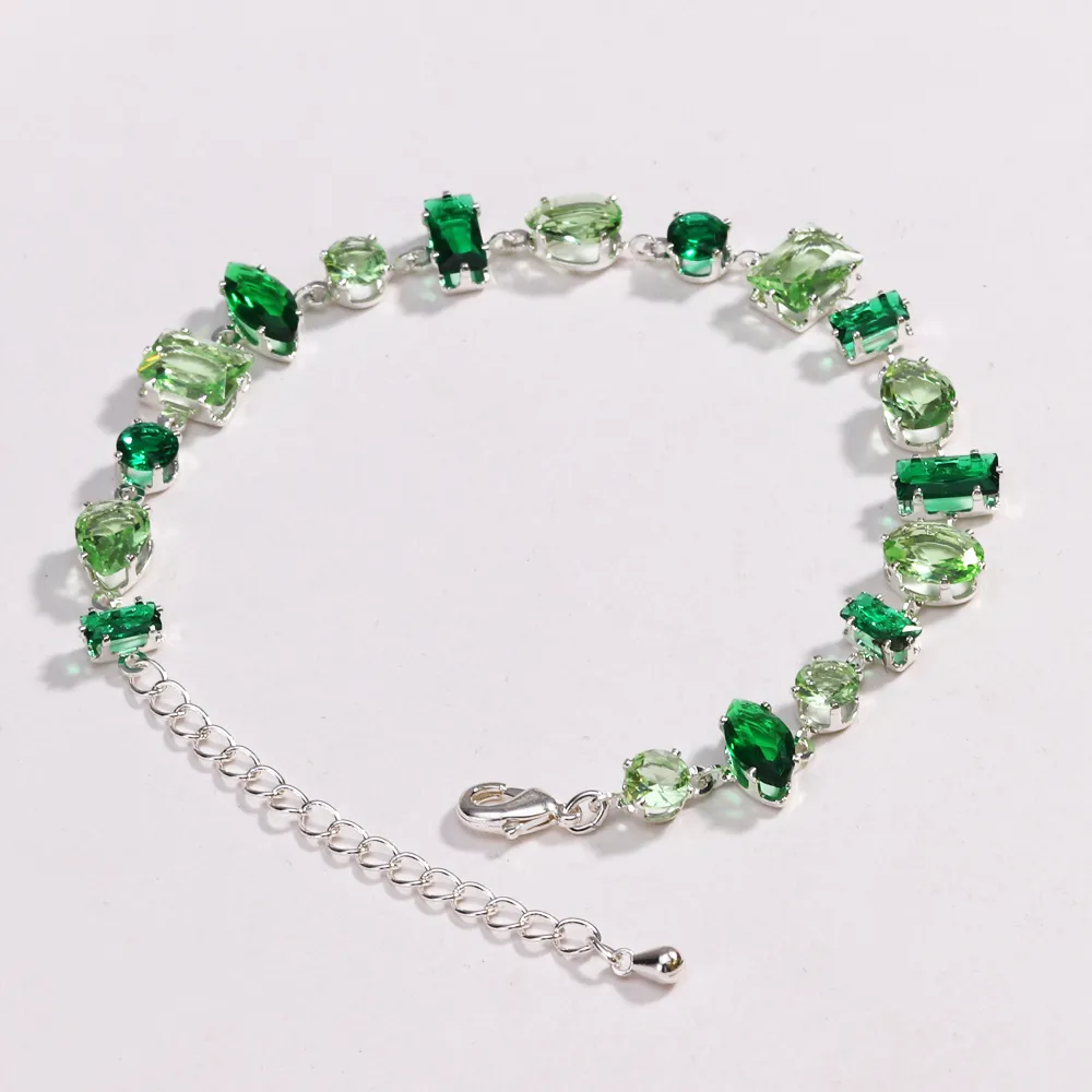 Colorful Luxurious Simple Style Shiny Rhinestones Copper 18K Gold Plated Platinum Plated Bracelets Inlay Lobster Trigger Clasp Closure display picture 2