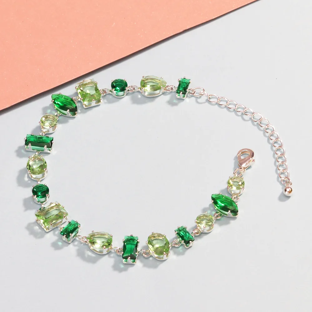 Colorful Luxurious Simple Style Shiny Rhinestones Copper 18K Gold Plated Platinum Plated Bracelets Inlay Lobster Trigger Clasp Closure display picture 3