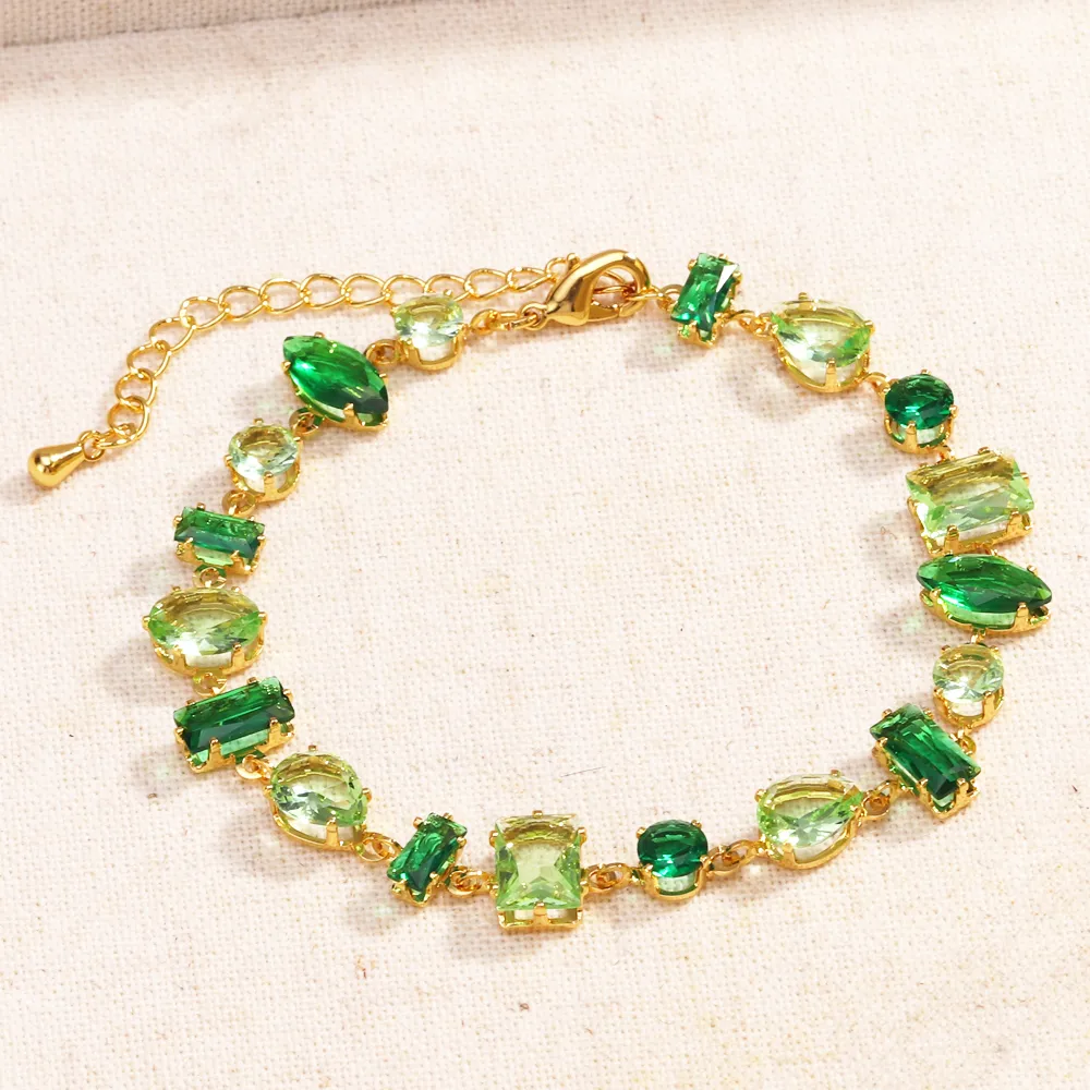 Colorful Luxurious Simple Style Shiny Rhinestones Copper 18K Gold Plated Platinum Plated Bracelets Inlay Lobster Trigger Clasp Closure display picture 4