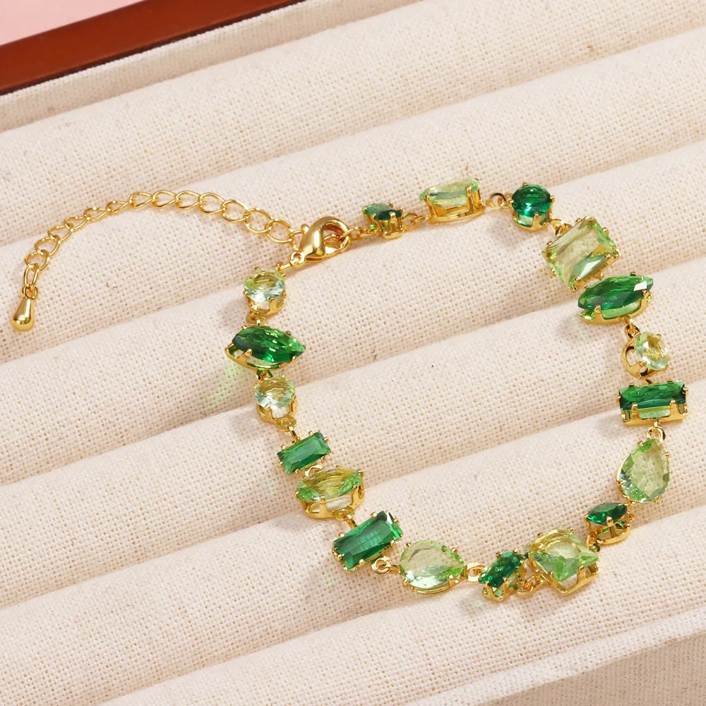 Colorful Luxurious Simple Style Shiny Rhinestones Copper 18K Gold Plated Platinum Plated Bracelets Inlay Lobster Trigger Clasp Closure display picture 5